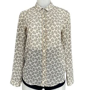 Zara Women’s Button Down Skull Long Sleeve Shirt Size XS